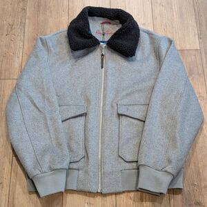 Robert Graham Wool Blend Field Jacket With Sherpa Collar Gray Black Men Size XL